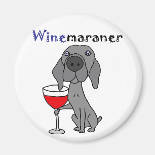 Funny Weimaraner Dog Drinking Red Wine Magnet