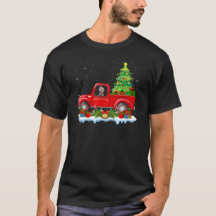 Funny Weimaraner Dog Riding Red Truck Christmas Tr T-Shirt