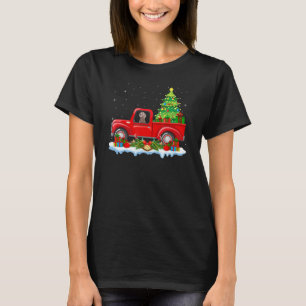 Funny Weimaraner Dog Riding Red Truck Christmas Tr T-Shirt