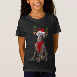 Funny Weimaraner Dog Tree Christmas Lights Xmas Pa T-Shirt