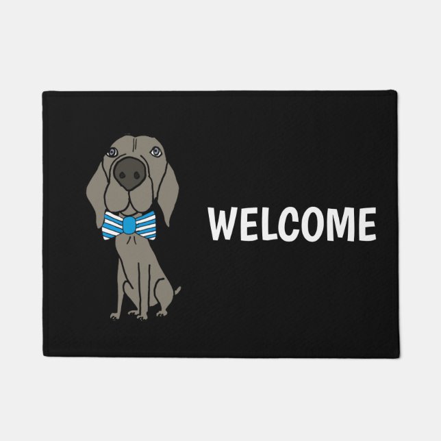 Funny Weimaraner Dog wearing Bow Tie Doormat (Front)