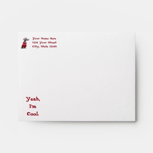 Funny Weimaraner in Christmas Sweater Envelope (Front)