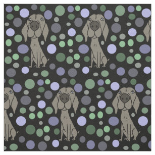 Funny Weimaraner Puppy Dog and Circles Pattern Fabric