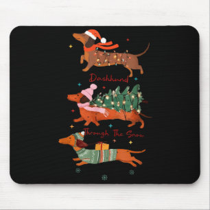 Funny Weiner Dog Dachshund Through The Snow Merry  Mouse Mat