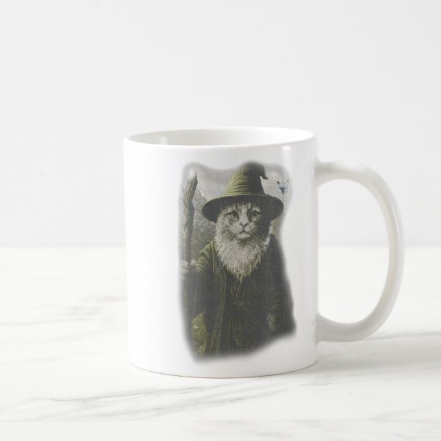 Funny Weird Kitten Wizard Ghost Cat Meme Catdalf H Coffee Mug (Right)