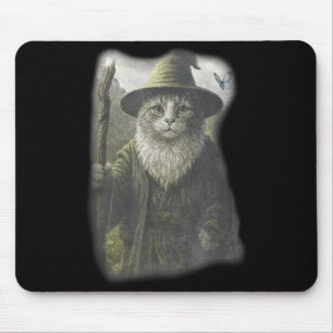 Funny Weird Kitten Wizard Ghost Cat Meme Catdalf Mouse Mat