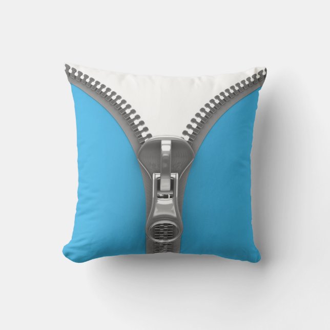 Funny Weird Realistic Blue Zipper Cushion (Front)