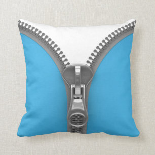 Funny Weird Realistic Blue Zipper Cushion