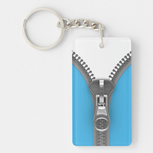 Funny Weird Realistic Blue Zipper Key Ring (Front)