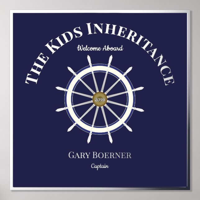 Funny Welcome Aboard Ship's Wheel Foil Text Prints (Front)