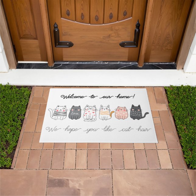 Funny Welcome Hope You Like Cat Hair Pets Doormat (Outdoor)