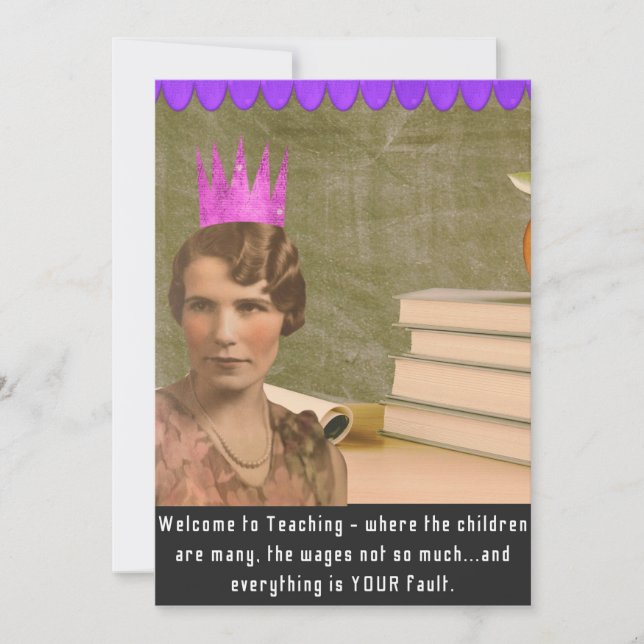 Funny Welcome Teacher Vintage Woman Card (Front)