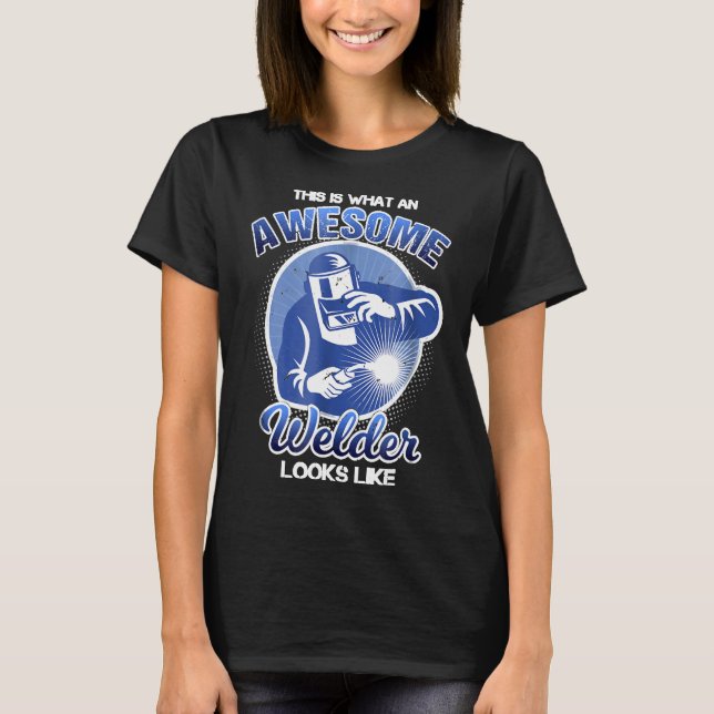 Funny Welder Shirt Weld Spark Retro Tee (Front)