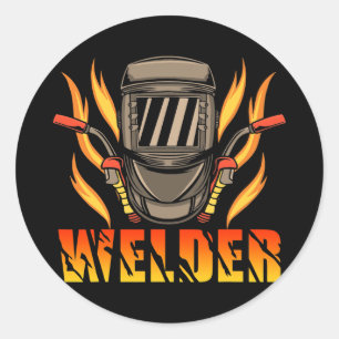 Funny Welding Proud Welder Weld Job American Classic Round Sticker