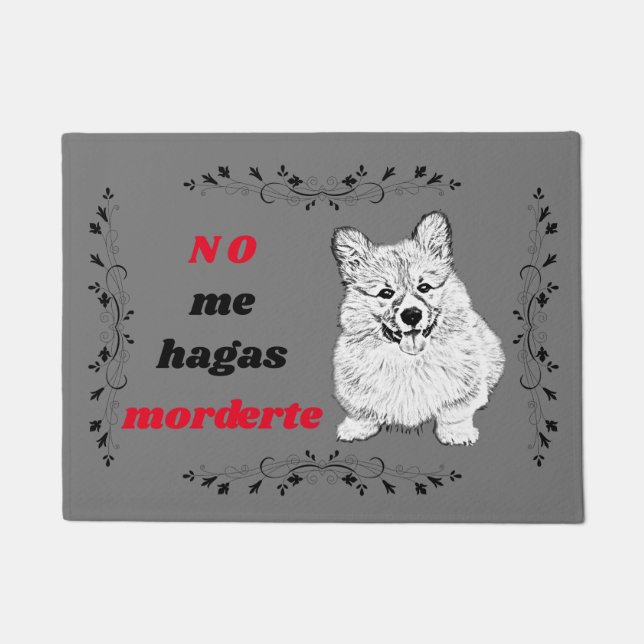 Funny Welsh Corgi Doormat (Felpudo) in Spanish (Front)