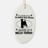 Funny welsh terrier designs ceramic tree decoration (Right)