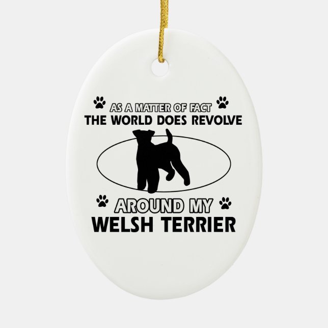 Funny welsh terrier designs ceramic tree decoration (Front)