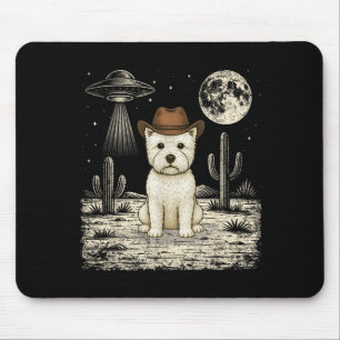 Funny West Highland White Terrier Cowboy Western Mouse Mat