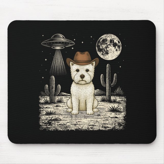 Funny West Highland White Terrier Cowboy Western Mouse Mat (Front)