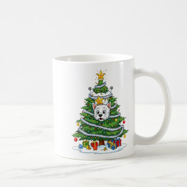 Funny West Highland White Terrier Dog Christmas Tr Coffee Mug (Right)