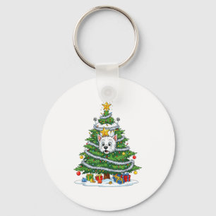 Funny West Highland White Terrier Dog Christmas Tr Key Ring