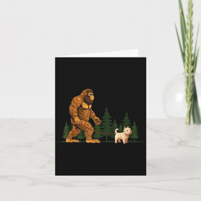 Funny West Highland White Terrier Westie Bigfoot D Card (Front)