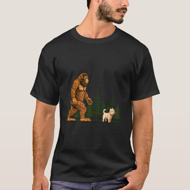 Funny West Highland White Terrier Westie Bigfoot D T-Shirt (Front)