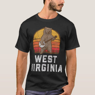 Funny West Virginia Grizzly Bear Bluegrass Banjo  T-Shirt