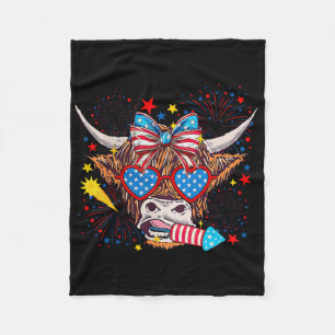 Funny Western America Cow 4th Of July 1  Fleece Blanket