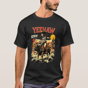 Funny Western Country Music Bull Guitar Cow Girl T-Shirt