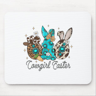 Funny Western Easter Day Cute Bunny Cowgirl Easter Mouse Mat