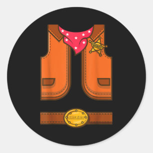 Funny Western Sheriff Halloween Cowboy Vest Simple Classic Round Sticker