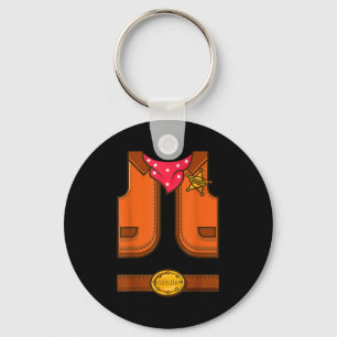 Funny Western Sheriff Halloween Cowboy Vest Simple Key Ring