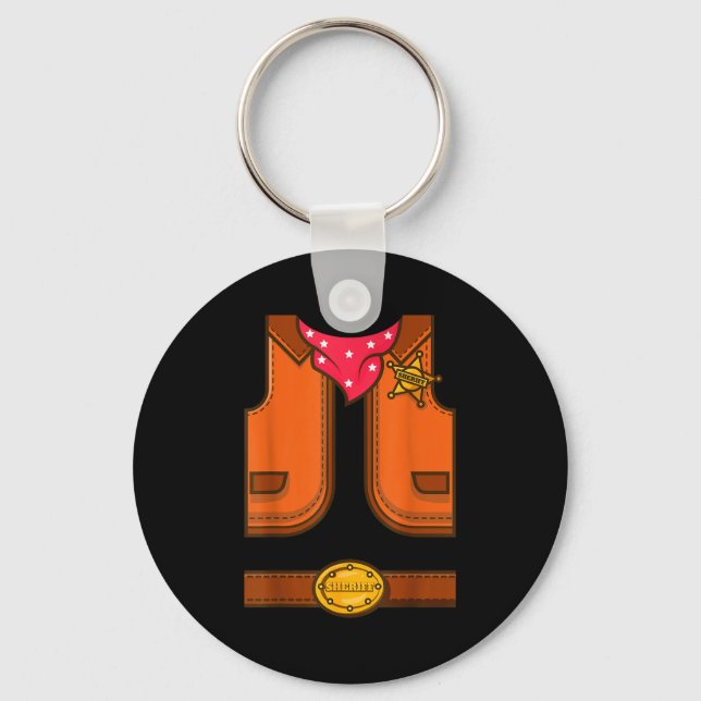 Funny Western Sheriff Halloween Cowboy Vest Simple Key Ring (Front)