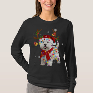 Funny Westie Christmas Reindeer Christmas Lights P T-Shirt