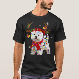Funny Westie Christmas Tee Reindeer Christmas Ligh