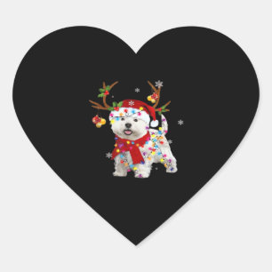 Funny Westie Christmas Tee Reindeer Christmas Ligh Heart Sticker