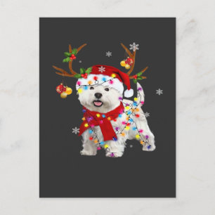 Funny Westie Christmas Tee Reindeer Christmas Ligh Postcard