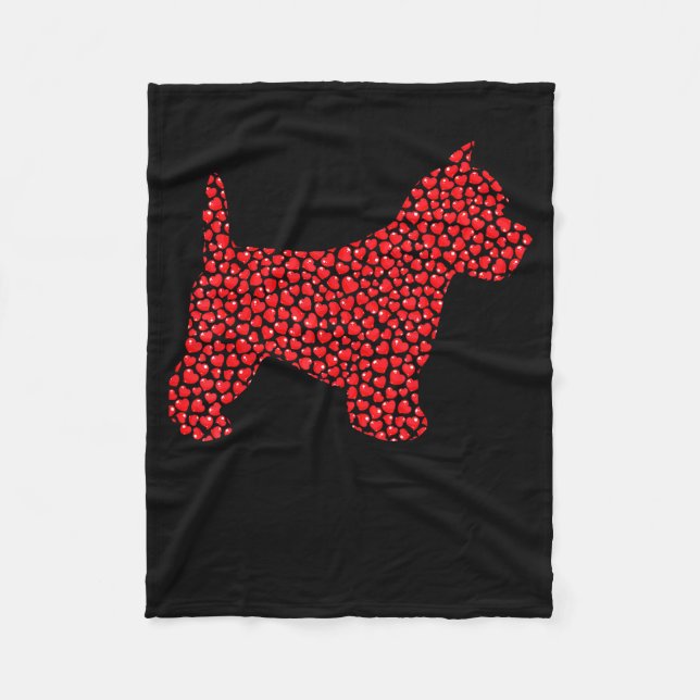 Funny Westie Dog Lover Hearts Love Westie Valentin Fleece Blanket (Front)
