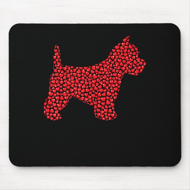 Funny Westie Dog Lover Hearts Love Westie Valentin Mouse Mat (Front)