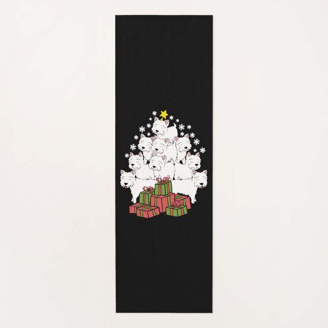 Funny Westie Xmas Tree Christmas Yoga Mat (Front)