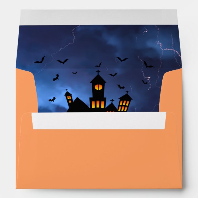 Funny We've Moved Spooky Black Haunted House Envelope (Back (Bottom))
