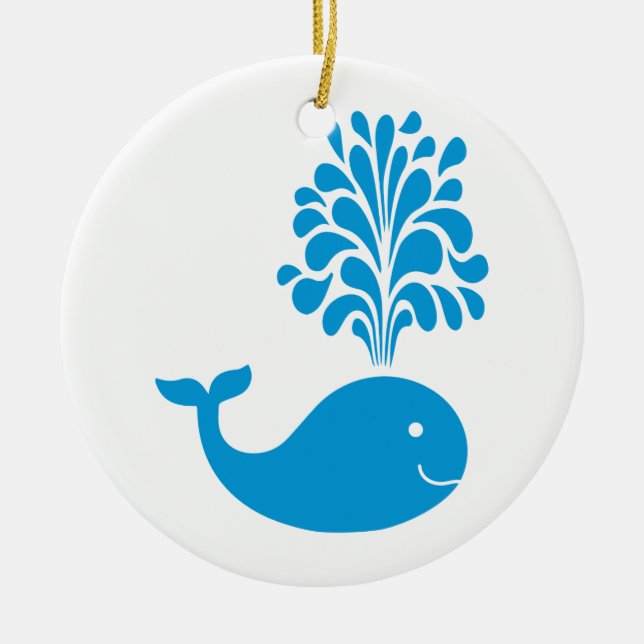 Funny whale ceramic tree decoration (Front)