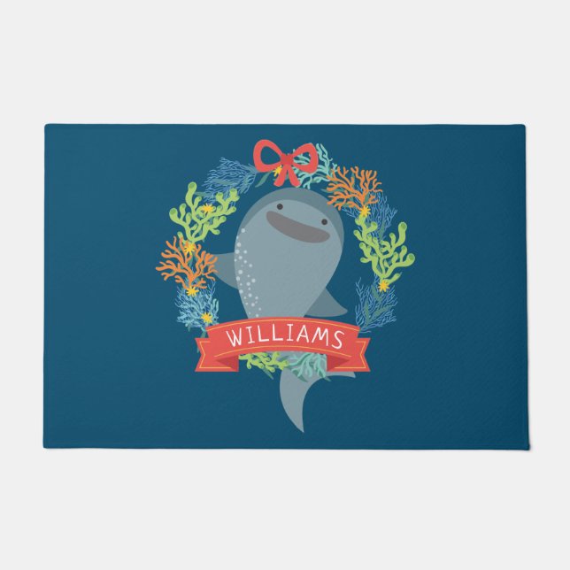 Funny Whale Shark Christmas Doormat (Front)