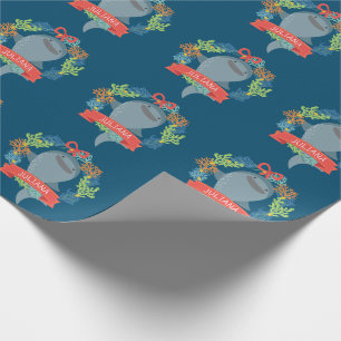 Funny Whale Shark With Name Christmas Wrapping Paper