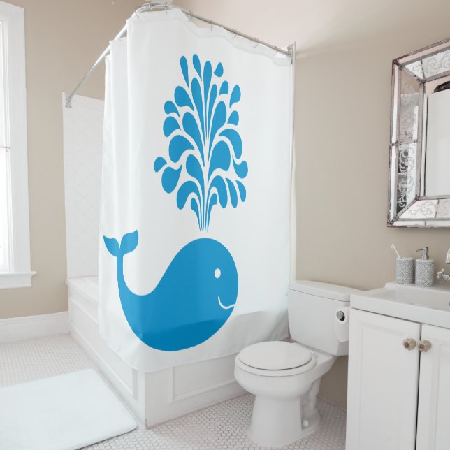 Funny whale shower curtain (In Situ)