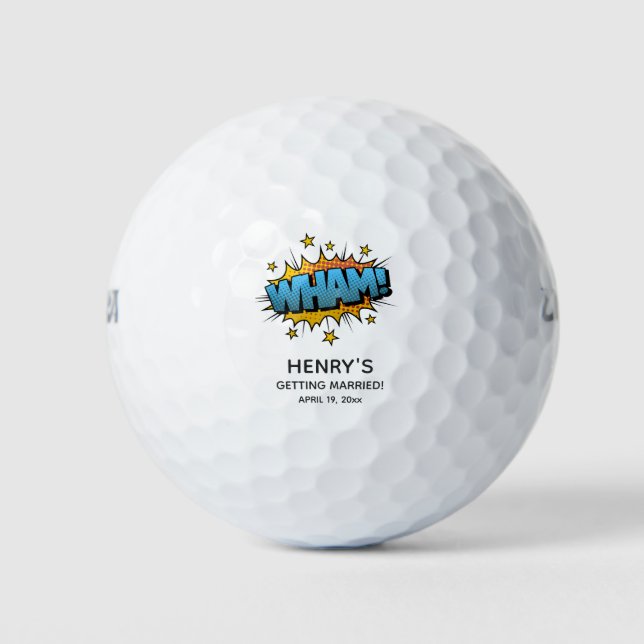 Funny Wham Bachelor Party Wedding Favour Golf Balls (Front)