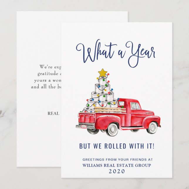Funny What a Year Christmas Corporate Holiday Card (Front/Back)