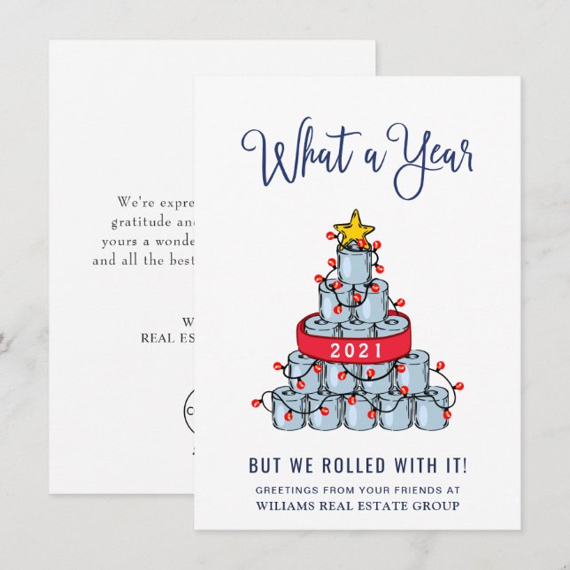 Funny What a Year Christmas Corporate Holiday Card (Front/Back)