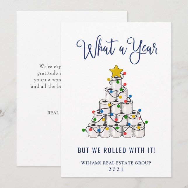 Funny What a Year Christmas Corporate Holiday Card (Front/Back)